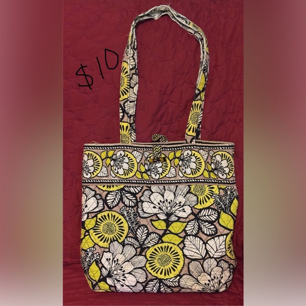 Vera Bradley Yellow and Black Floral Tote Bag